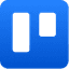 Two white rectangles that are different sizes in a blue square with rounded corners