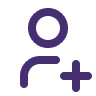 Purple icon with a person and a plus symbol